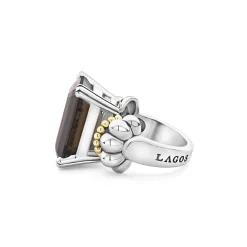 Large Emerald-Cut Smokey Quartz Ring
