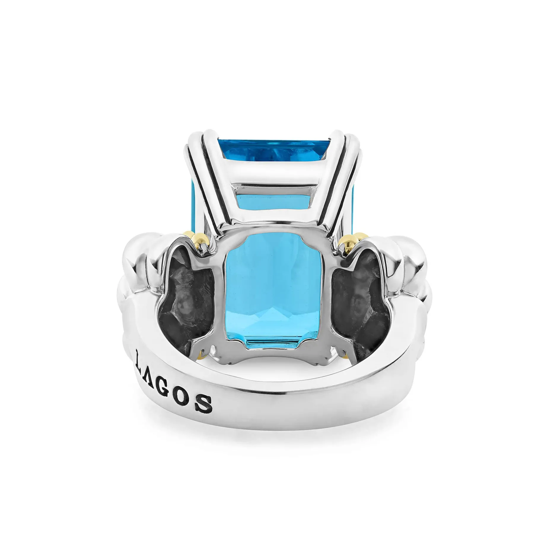 Large Emerald-Cut Swiss Blue Topaz Ring
