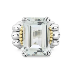 Large Emerald-Cut White Topaz Ring