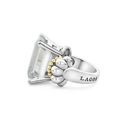 Large Emerald-Cut White Topaz Ring