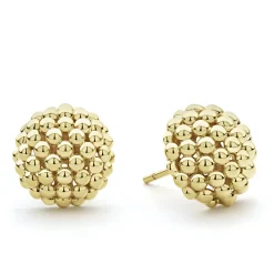 Large 18K Gold Beaded Stud Earrings