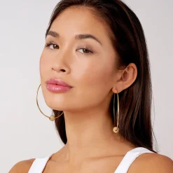 Large 18K Gold Caviar Ball Hoop Earrings