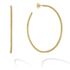Large 18K Gold Caviar Hoop Earrings