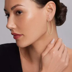 Large 18K Gold Caviar Hoop Earrings