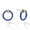 Large 18k Gold Ceramic Circle Stud Earrings