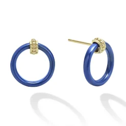 Large 18k Gold Ceramic Circle Stud Earrings
