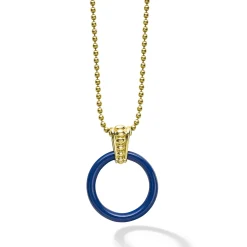 Large 18K Gold Ceramic Circle Pendant Necklace