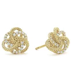 Large 18K Gold Love Knot Diamond Earrings
