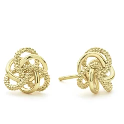 Large 18K Gold Love Knot Stud Earrings