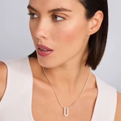 Large Linear Diamond Pendant Necklace