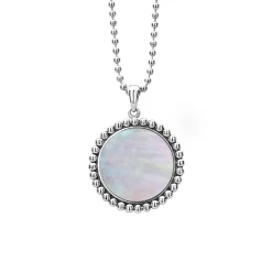 Large Mother of Pearl Circle Pendant Necklace