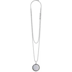 Large Mother of Pearl Circle Pendant Necklace