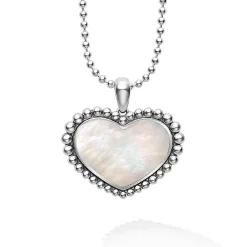 Large Mother of Pearl Heart Pendant Necklace