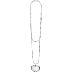 Large Mother of Pearl Heart Pendant Necklace