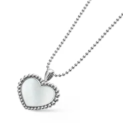 Large Mother of Pearl Heart Pendant Necklace