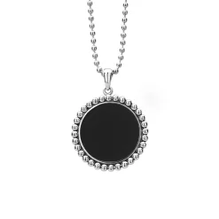 Large Onyx Circle Pendant Necklace