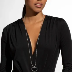 Large Onyx Heart Pendant Necklace