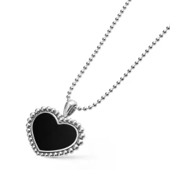 Large Onyx Heart Pendant Necklace