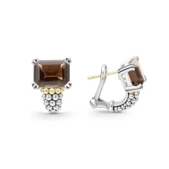 Large Smokey Quartz Huggie Earrings