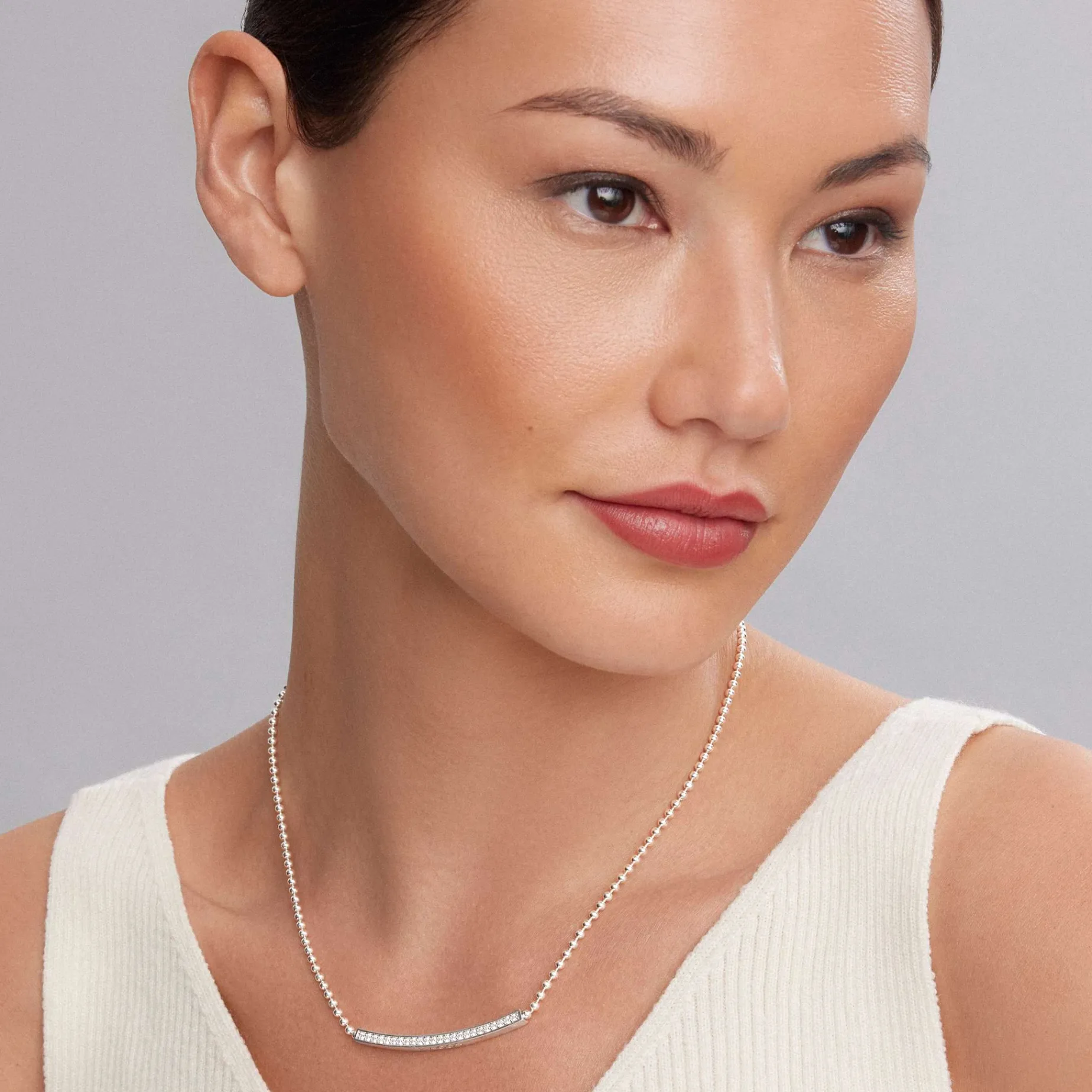Large Station Diamond Beaded Necklace