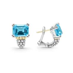 Large Swiss Blue Topaz Huggie Earrings