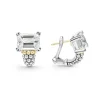 Large White Topaz Huggie Earrings