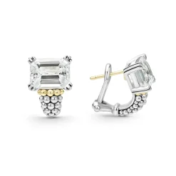 Large White Topaz Huggie Earrings
