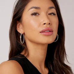 Large X Diamond Caviar Hoop Earrings