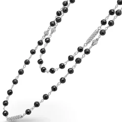 Long Black Ceramic Beaded Necklace