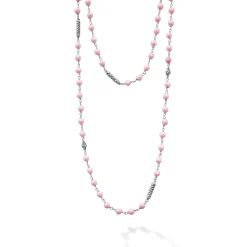 Long Pink Ceramic Beaded Necklace