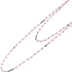 Long Pink Ceramic Beaded Necklace