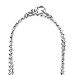 Long Silver Caviar Beaded Necklace