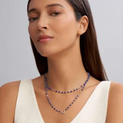 Long Ultramarine Ceramic Beaded Necklace