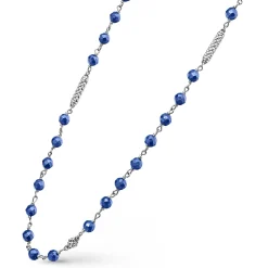 Long Ultramarine Ceramic Beaded Necklace