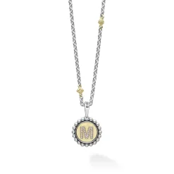 M Initial Diamond Charm Necklace