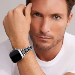 Matte Black Ceramic and Stainless Steel Watch Bracelet-42-49mm