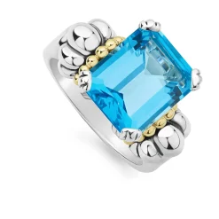 Medium Emerald-Cut Swiss Blue Topaz Ring