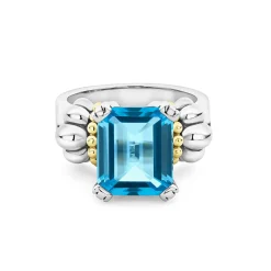 Medium Emerald-Cut Swiss Blue Topaz Ring