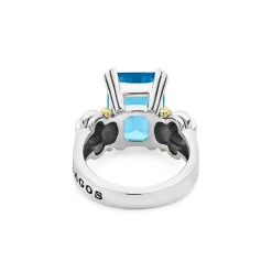 Medium Emerald-Cut Swiss Blue Topaz Ring