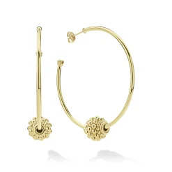 Medium 18K Gold Caviar Ball Hoop Earrings