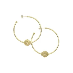 Medium 18K Gold Caviar Ball Hoop Earrings