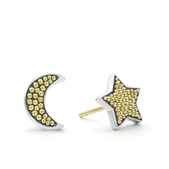 Moon and Star Stud Earrings