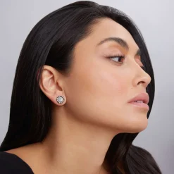 Mother of Pearl Circle Stud Earrings