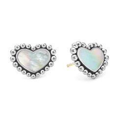 Mother of Pearl Heart Stud Earrings