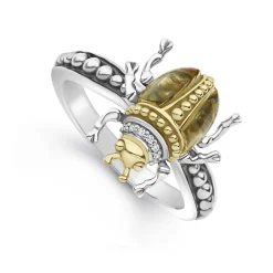Olive Quartz Beetle Diamond Ring