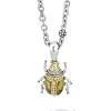Olive Quartz Diamond Beetle Pendant Necklace