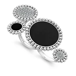 Onyx and Diamond Circle Statement Ring