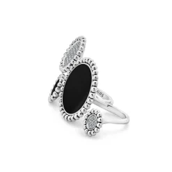 Onyx and Diamond Circle Statement Ring