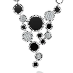 Onyx and Diamond Statement Bib Necklace