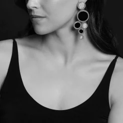 Onyx and Diamond Statement Earrings